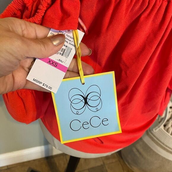 NWT CeCe Halter with Ruffle Sleeve Top Sz XXS - Picture 3 of 5